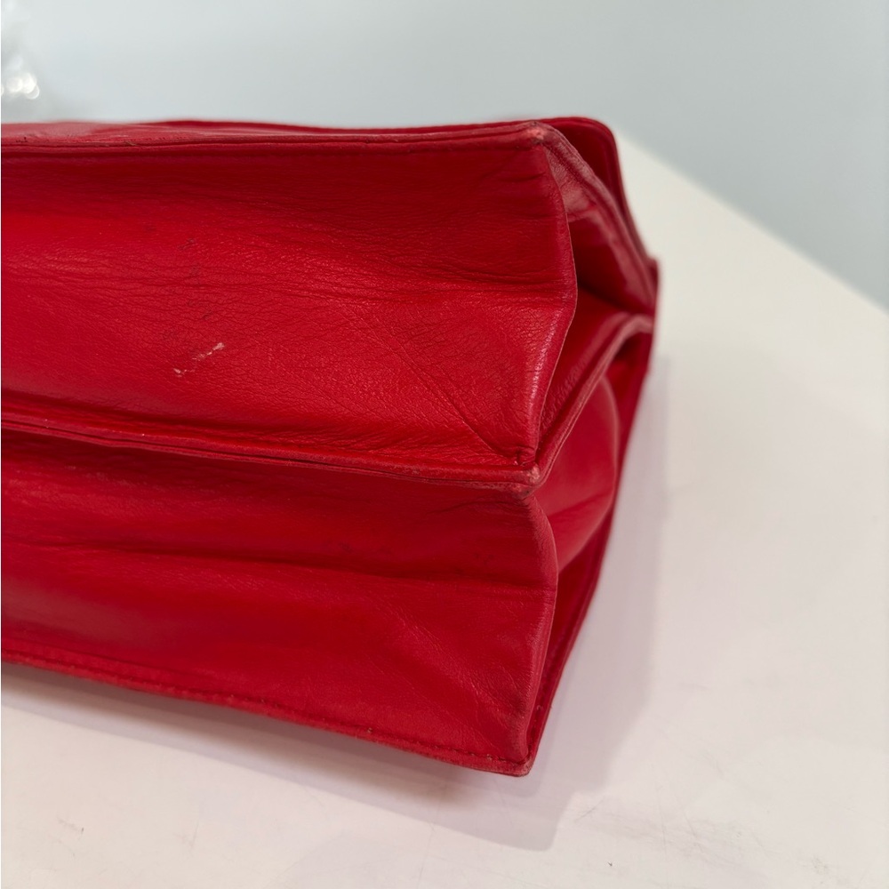 Loewe Red Leather Shoulder Bag Structured Vintage Gold Hardware Statement - Picture 9 of 13
